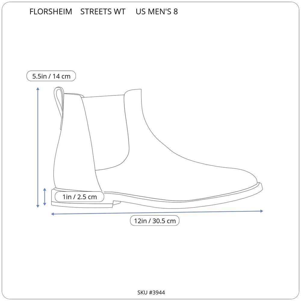 FLORSHEIM Streets WT Boot Size MENS 8M Brown Leather Wingtip Chelsea (11835-200) - Picture 7 of 15